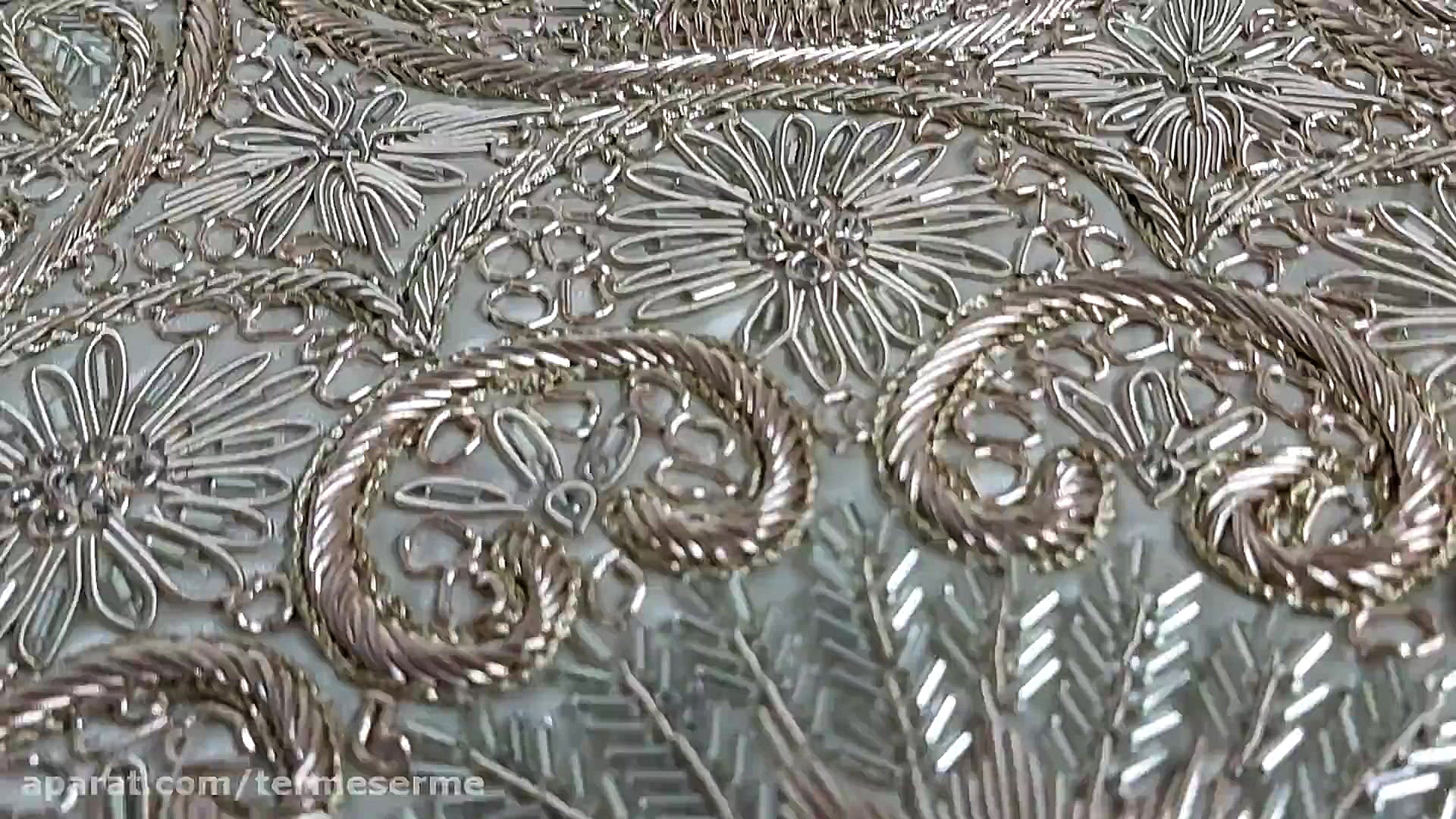 رومیزی سرمه دوزی روی مخمل با ک...