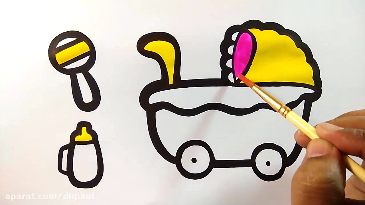 آموزش نقاشی به کودکان  کالسکه...