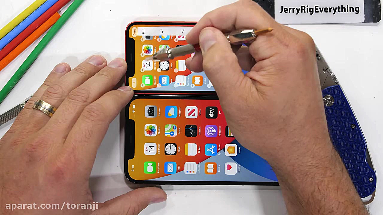 تست مقاومت آیفون ۱۲ مینی و آیف...