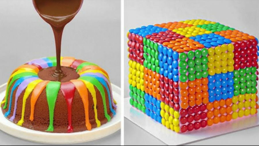 تزئین کیک های شکلاتی رنگی خوشم...