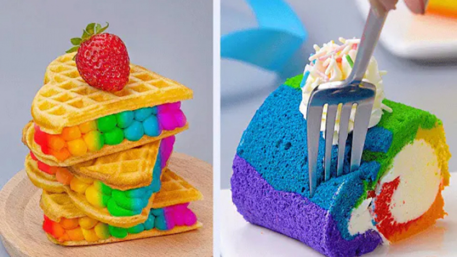 تزئین رول کیک ها و کیک های رنگ...