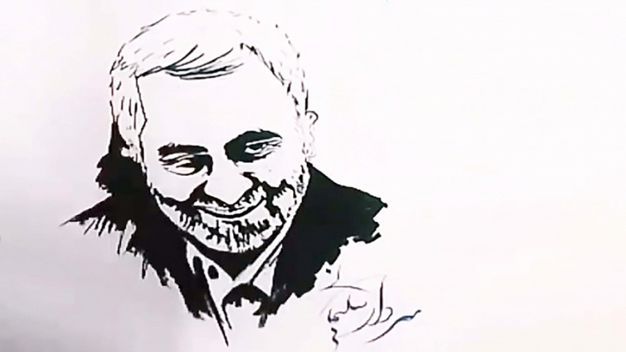 ترسیم خلاقانه پرتره حاج قاسم