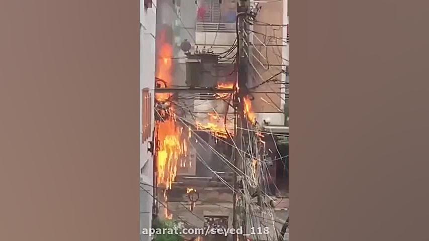 کلیپ حوادث  اتصالی برق و انفجا...