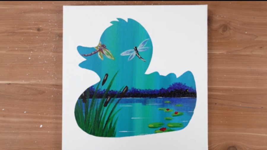 نقاشی اکریلیک : نقاشی اردک و س...