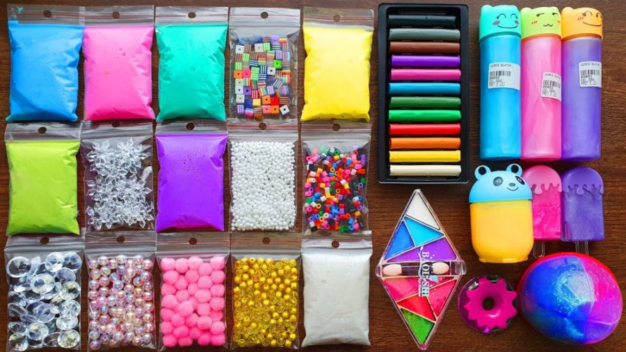 میکس مواد اولیه اسلایم و افزود...