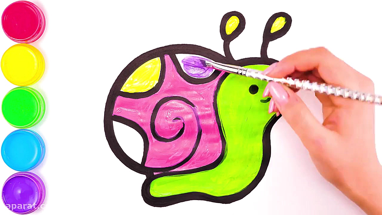 آموزش نقاشی به کودکان  حلزون