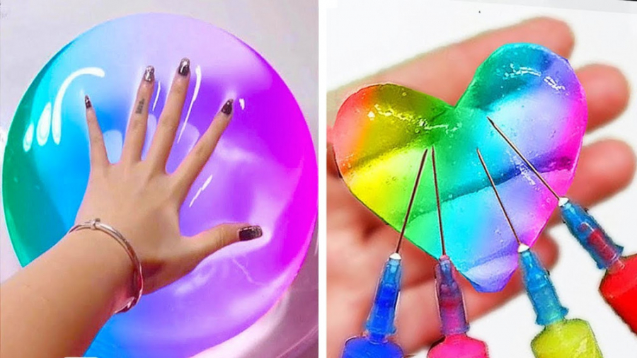 اسلایم رنگین کمانی ^^ واتر اسل...