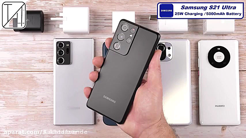 مقایسه ی سرعت شارژ 5 گوشی پرچم...