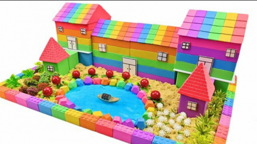 ساخت خانه زیبا و رنگی با ماسه...