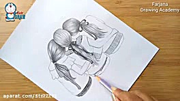 آموزش طراحی 3 دختر کنار هم