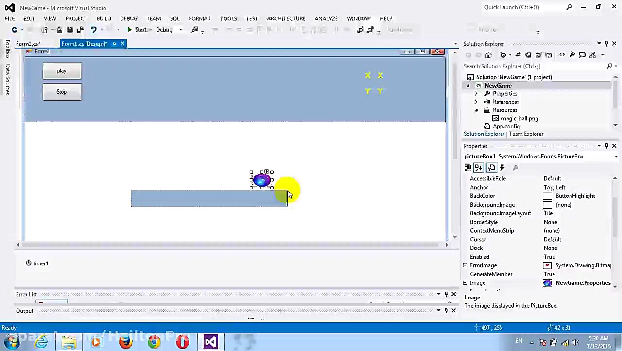 اموزش طراحی بازی توپ در سی شار...