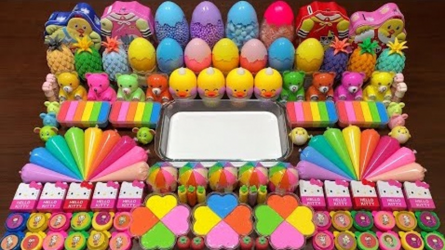 مخلوط کردن اسلایم های رنگی و م...