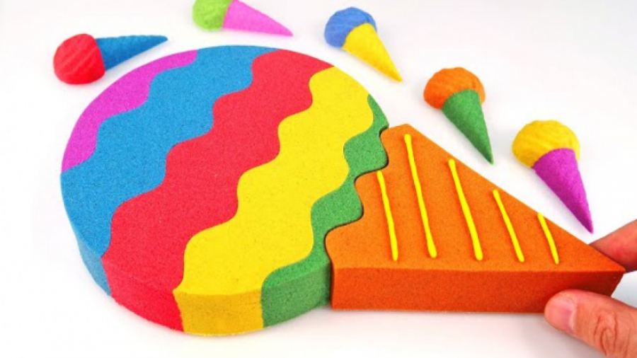 ساخت بستنی قیفی رنگی با ماسه ه...