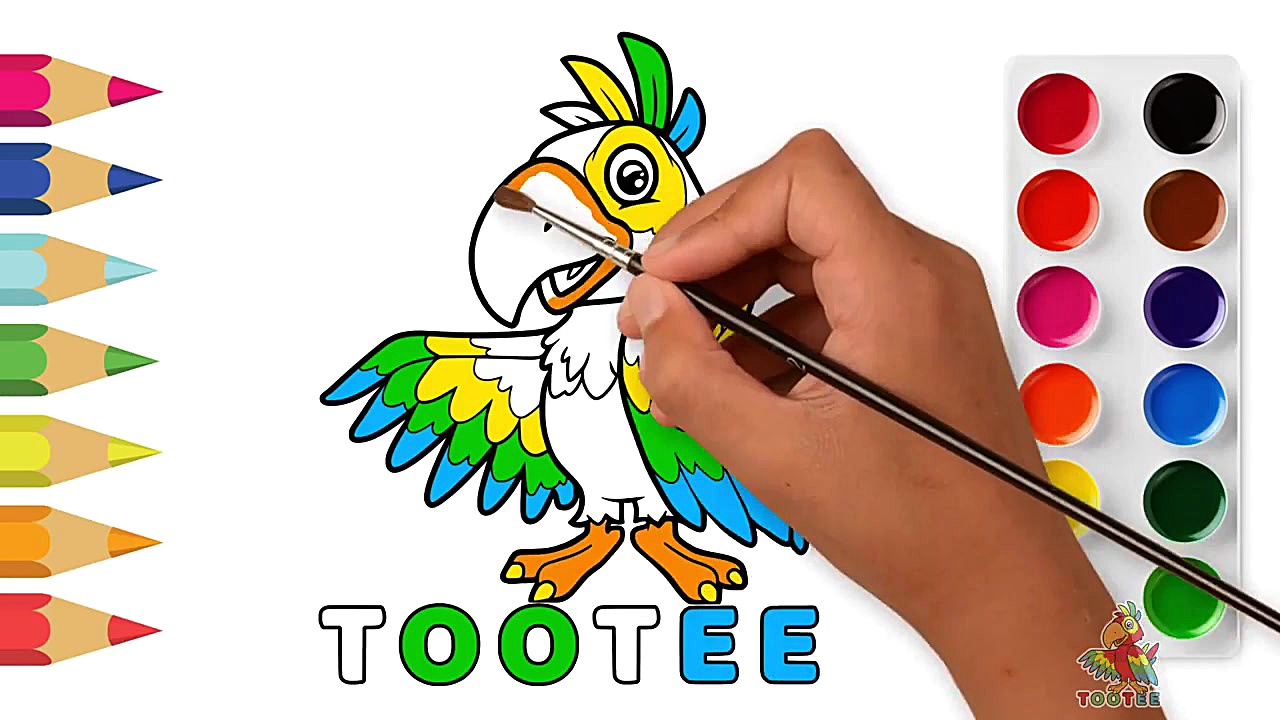 آموزش نقاشی به کودکان  طوطی