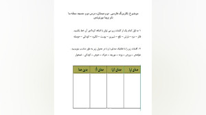 کاربرگ فارسی دوم دبستان، درس د...