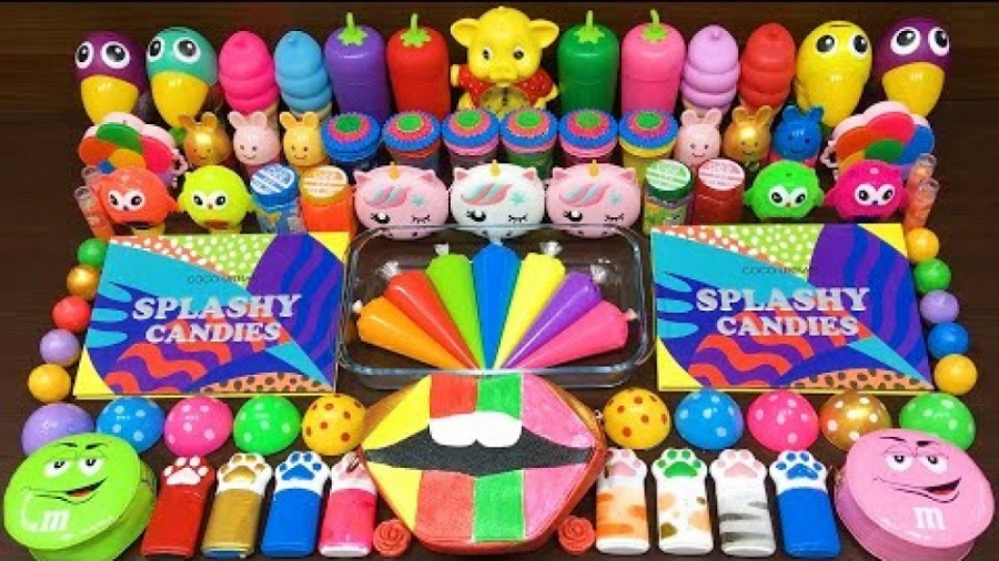 مخلوط کردن اسلایم های رنگی و م...