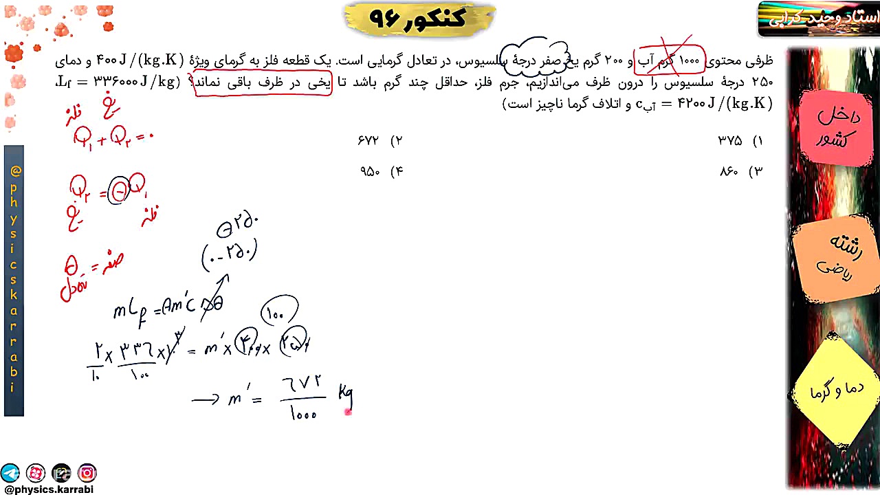 تست کنکور 96 داخل کشور  فیزیک...