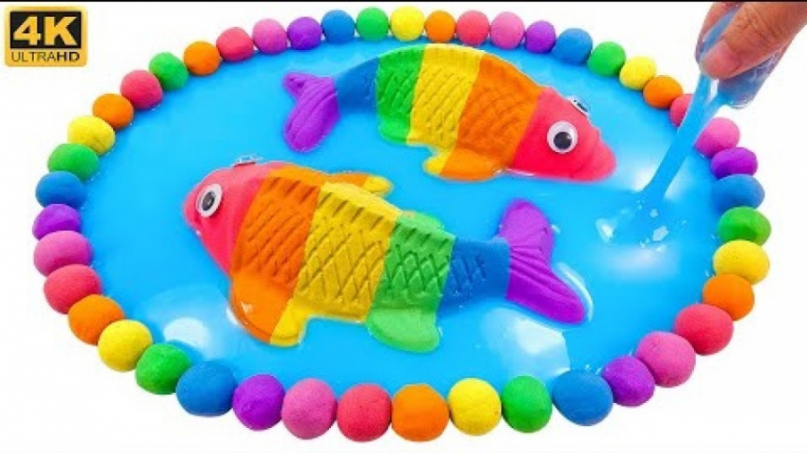 ساخت ماهی رنگی و حوض آب با ماس...