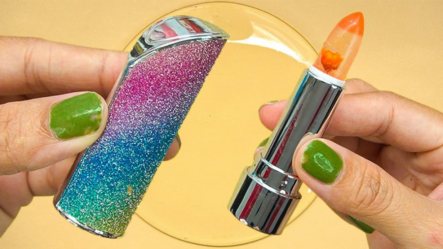 میکس رژ و اسلایم شفاف