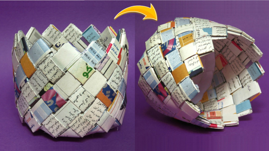 آموزش ساخت سبد با روزنامه ، کا...