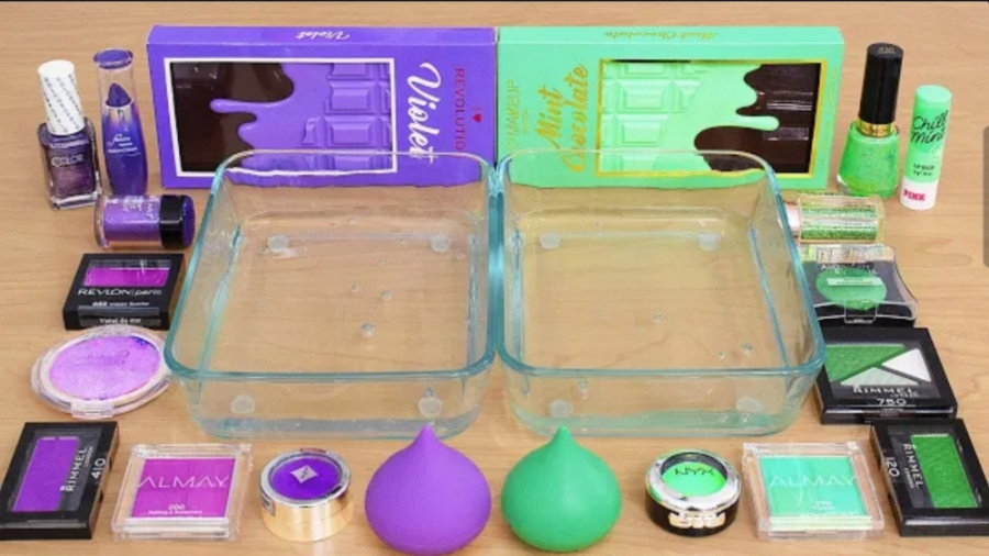 مخلوط کردن اسلایم تم سبز و بنف...