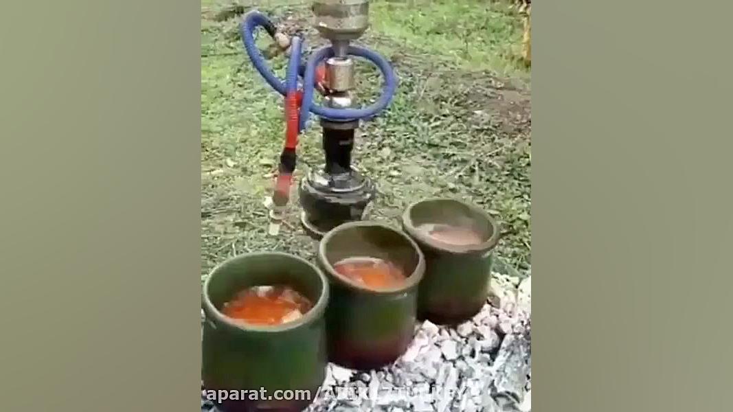 چای زغال همراه ابگوشت زغالی،،چ...