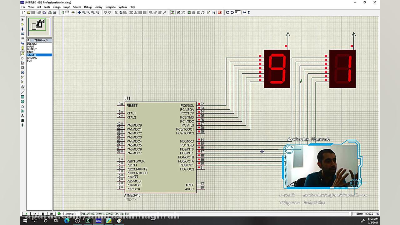 نمایش عدد دو رقمی روی نمایشگر...