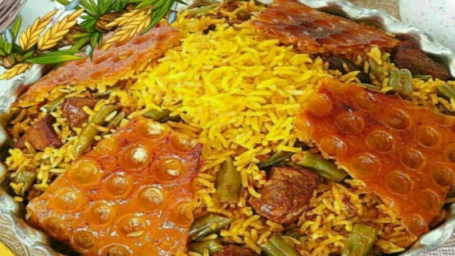 پلو لوبیا با ته دیگ برشته