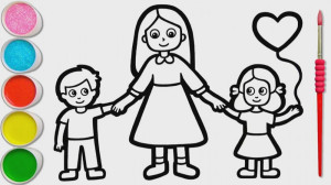 آموزش نقاشی کودکان  نقاشی مادر...