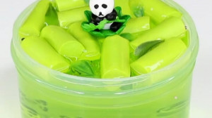اسلایم شفاف سبز با طرح پاندا