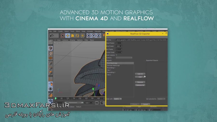 Advanced 3d motion graphics in Cinema 4d and Realflow
