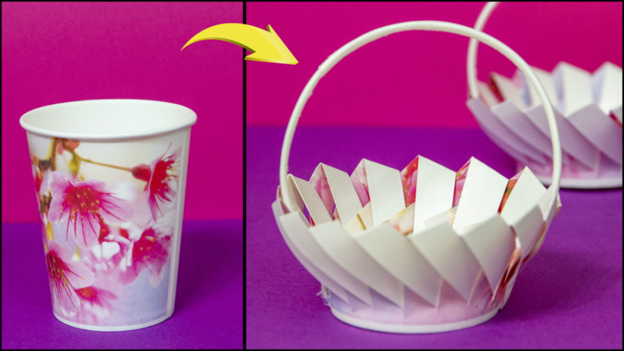 آموزش ساخت سبد با لیوان کاغذی...