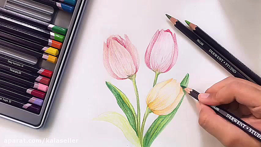 کشیدن نقاشی با مداد رنگی