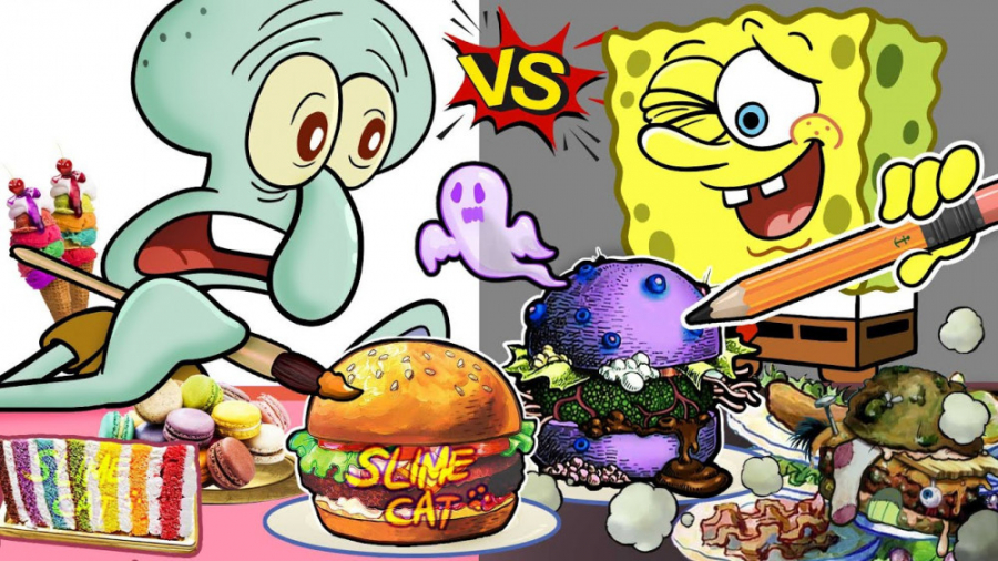 چالش خوراکی باب اسفنجی و اقای...