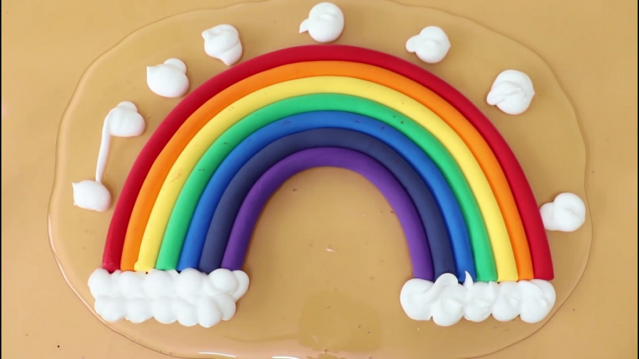 اسلایم رنگین کمانی  خمیر کلی...