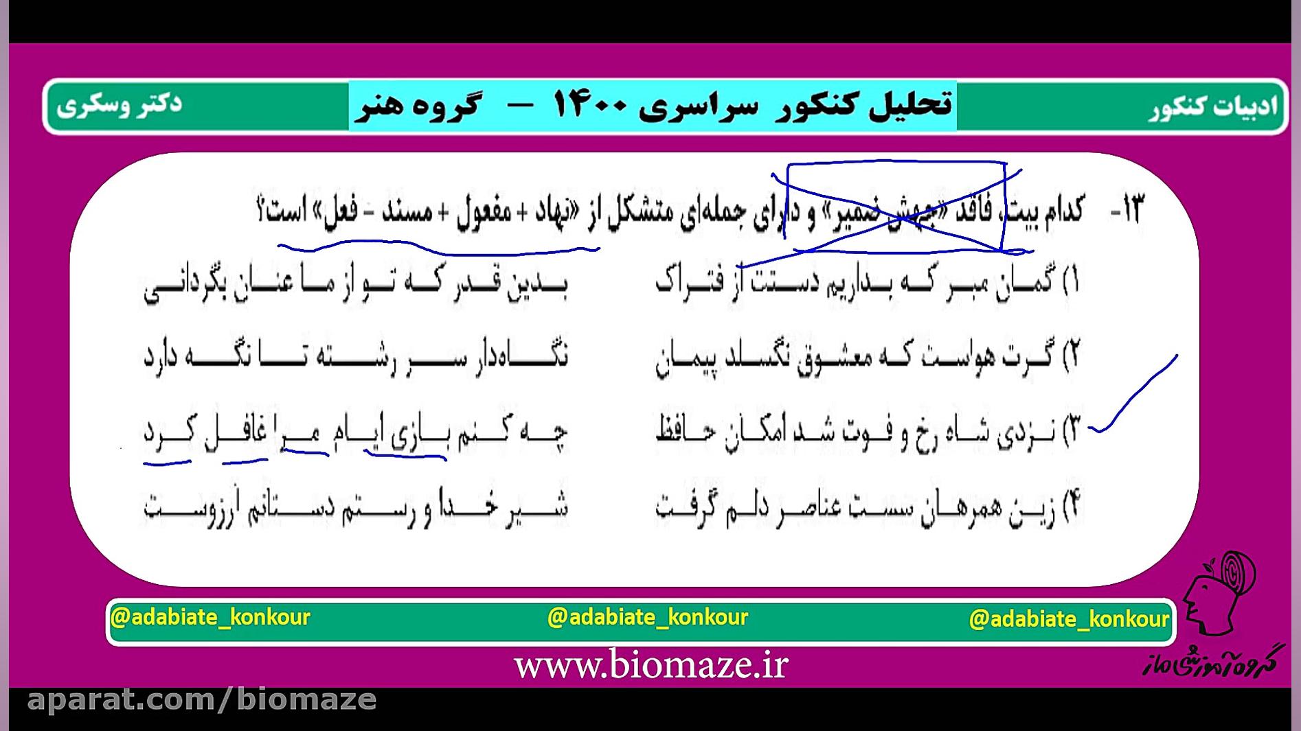 تحلیل ادبیات رشته هنر  کنکور 1...