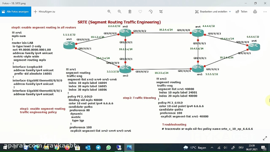 پیاده سازی Traffic Engineering در شبکه Segment Routing