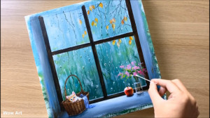 گربه ای پشت پنجره، در یک روز ب...