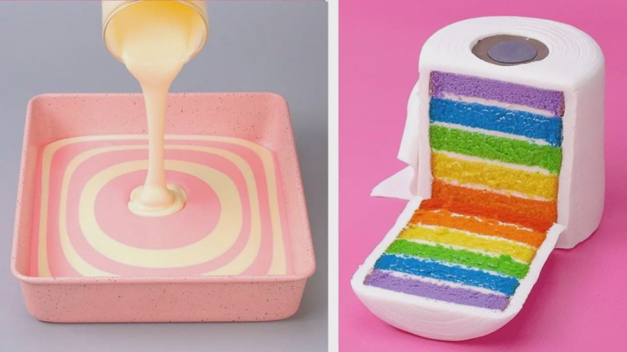 آموزش کیک رنگین کمان  تزئین کی...