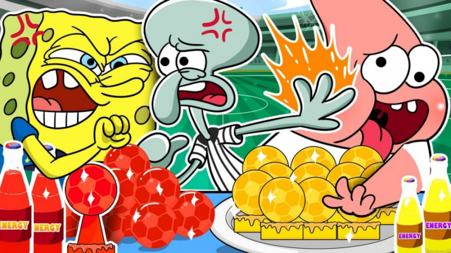 چالش زرد و قرمز باب اسفنجی و پ...