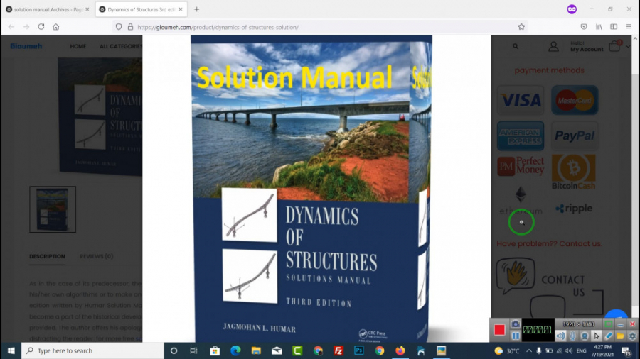 Solution Manual of Dynamics of Structures 3rd edition by Jagmohan L. Humar