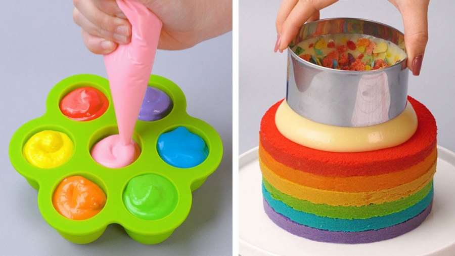 آموزش تزیین کیک رنگین کمانی::...