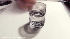ترسیم نقاشی سه بعدی  یک لیوان...