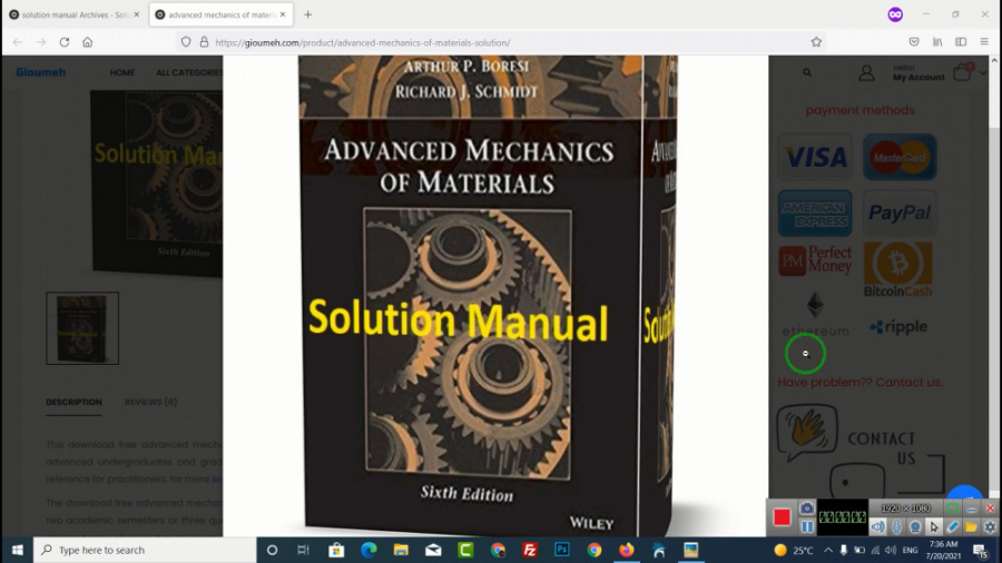 Solution Manual of Advanced Mechanics of Materials 6th edition Arthur P. Boresi