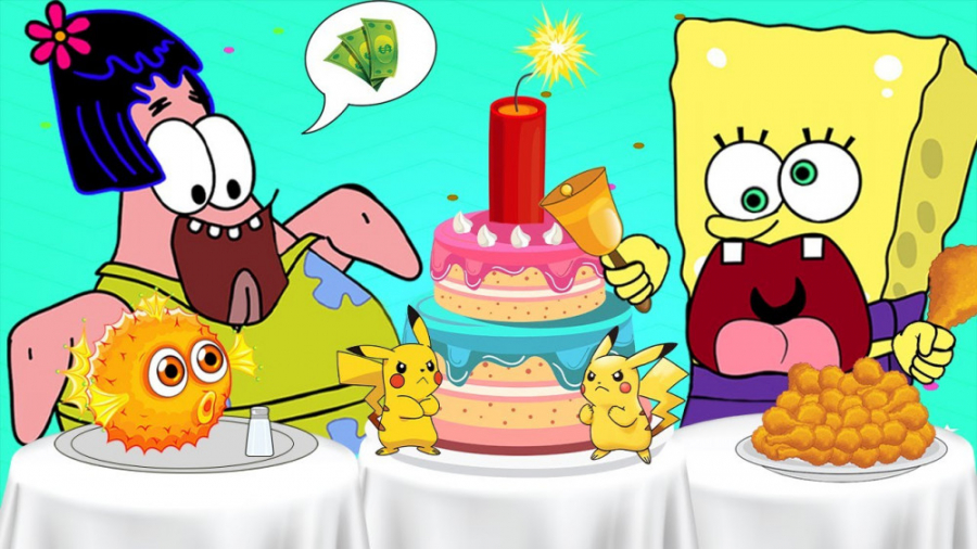 چالش فست فود و کیک باب اسفنجی...