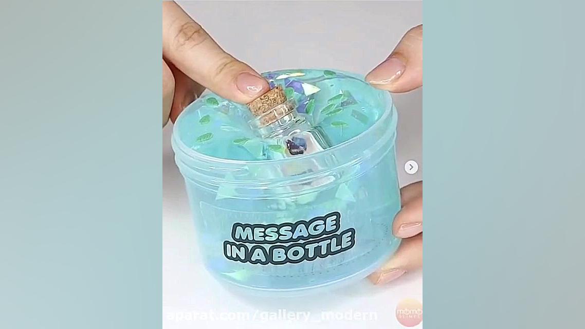 اسلایم اسلایم شفاف آبی همراه ب...