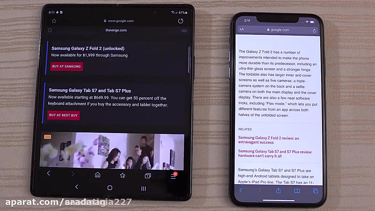 مقایسه سرعت گلکسی Z Fold 2 و آ...