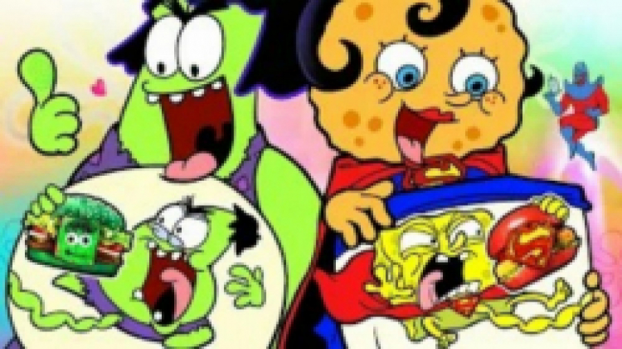 چالش غذا خوری باب اسفنجی و پات...