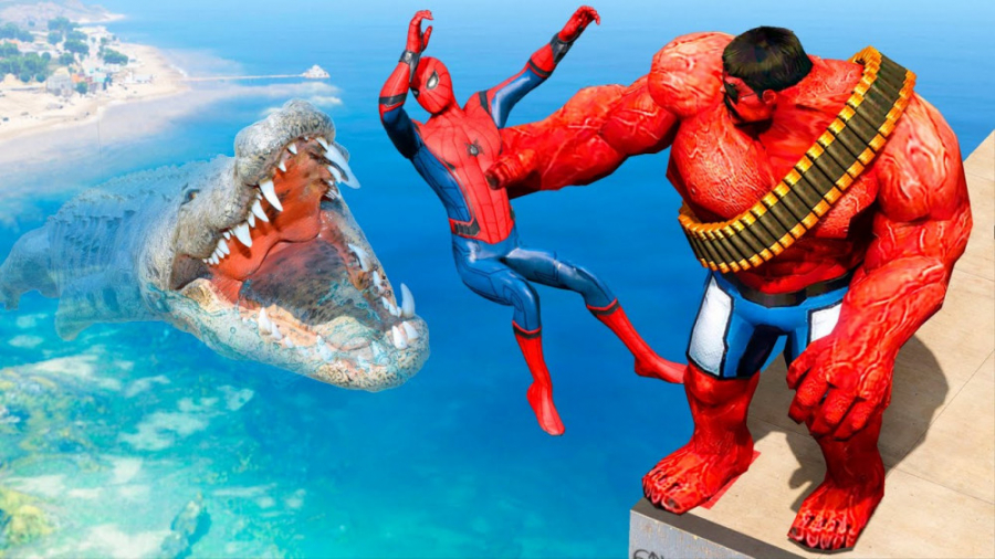 هالک قرمز و اسپایدرمن در GTA 5