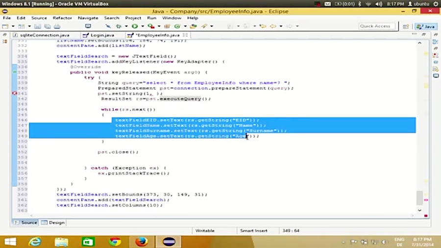 Java Eclipse GUI Tutorial 20 # Search data in Database
